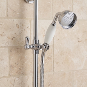 Delphi Traditional Chrome/White Slider Rail Shower Kit (inc Outlet Elbow) | Product Image