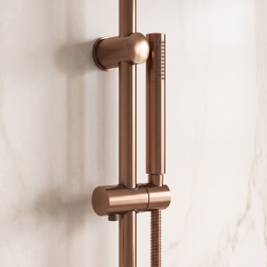 Delphi Round Pencil Brushed Bronze Slider Rail Shower Kit (inc Outlet Elbow) | Product Image