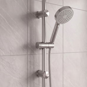 Delphi Round Pencil Chrome Slider Rail Shower Kit (inc Outlet Elbow) | Product Image