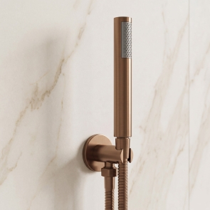 Delphi Round Pencil Brushed Bronze Shower Handset (inc Bracket and Hose) | Product Image