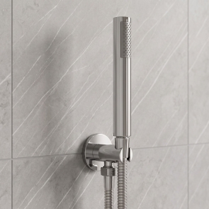 Delphi Round Pencil Chrome Shower Handset (inc Bracket and Hose) | Product Image