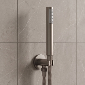 Delphi Round Pencil Brushed Pewter Shower Handset (inc Bracket and Hose) | Product Image