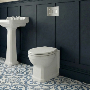 Delphi Stratford Traditional Back to Wall Toilet (inc White MDF Seat) | Product Image