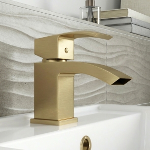 Delphi Swallow Brushed Brass Cloakroom Mini Mono Basin Mixer Tap | Product Image