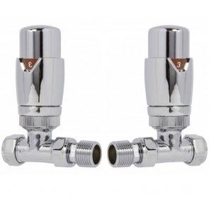 Duchy Deluxe Thermostatic Radiator Valves Pair and Lockshield, Straight, Chrome