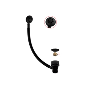Duchy Choice Sprung Press Top Bath Waste and Overflow - Black | Product Image