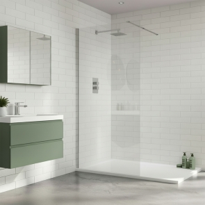 Duchy Padstow Chrome 8mm Wet Room Glass Shower Screen 1200mm Wide | Product Image