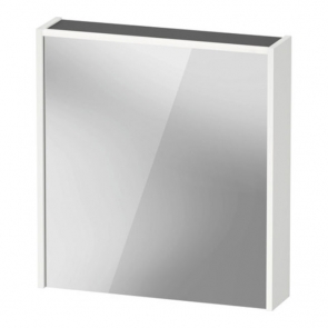 Duravit D-Code LED 1-Door Mirror Bathroom Cabinet 700mm H x 650mm W Left Hand Opening - Matt White | Product Image