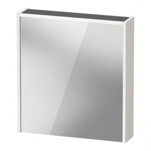 Duravit D-Code LED 1-Door Mirror Bathroom Cabinet 700mm H x 650mm W Left Hand Opening - Gloss White | Product Image