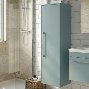 Duravit D-Code 400mm 1-Door Right Hand Opening Tall Unit with Chrome Handle - Fjord Green | Product Image