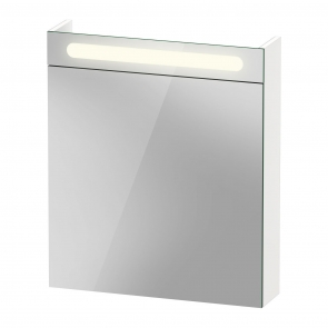 Duravit No.1 LED 1-Door Mirror Bathroom Cabinet 700mm H x 600mm W LH Hinge - Matt White | Product Image