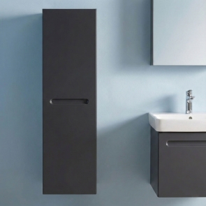 Duravit No.1 Left Handed Wall Hung 1-Door Tall Storage Unit 400mm Wide - Matt Graphite | Product Image
