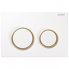 Geberit Omega20 Dual Flush Plate White/Gold Plated