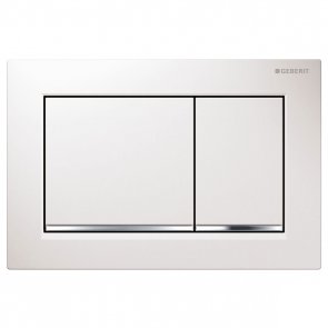 Geberit Omega30 Dual Flush Plate - White/Gloss Chrome