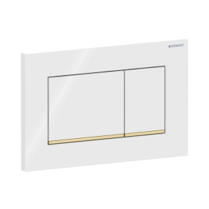 Geberit Sigma30 Dual Flush Plate - Polished White/Gold | Product Image