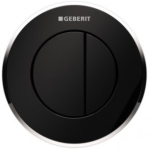 Geberit Type 10 Pneumatic Dual Flush Plate Button for 120mm and 150mm Cistern - Black/Gloss Chrome