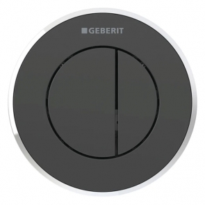 Geberit Type 10 Pneumatic Dual Flush Plate Button for 120mm and 150mm Cistern - Black/Gloss Chrome