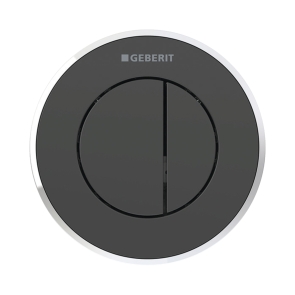Geberit Type 10 Pneumatic Dual Flush Plate Button for 120mm and 150mm Cistern - Black/Gloss Chrome | Product Image