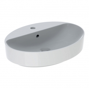 Geberit VariForm Lay-On Oval Countertop Basin 600mm Wide - 1 Tap Hole