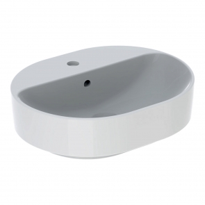 Geberit VariForm Lay-On Elliptic Countertop Basin 500mm Wide - 1 Tap Hole