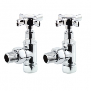 Heatwave Crosshead Chrome Angled Radiator Valves Pair