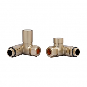 Heatwave Dual Fuel Brushed Brass Manual Corner Radiator Valve Set