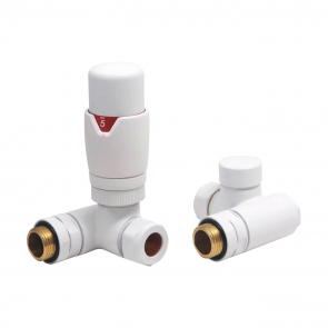 Heatwave Dual Fuel White Thermostatic Corner Radiator Valve Set
