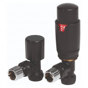 Heatwave Prime Black Angled Thermostatic Radiator Valve Set