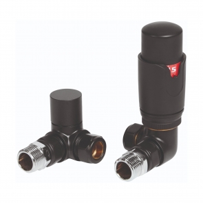 Heatwave Prime Black Corner Thermostatic Radiator Valve Set
