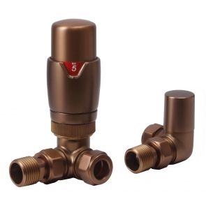 Heatwave Prime Brushed Bronze Corner Thermostatic Radiator Valve Set