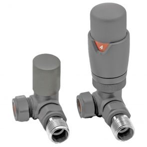 Heatwave Prime Basalt Grey Corner Thermostatic Radiator Valve Set | Product Image
