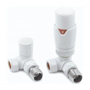 Heatwave Prime White Corner Thermostatic Radiator Valve Set