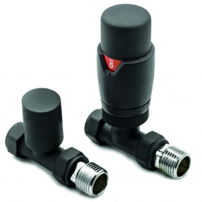Heatwave Prime Anthracite Straight Thermostatic Radiator Valve Set