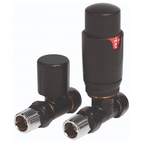 Heatwave Prime Black Straight Thermostatic Radiator Valve Set
