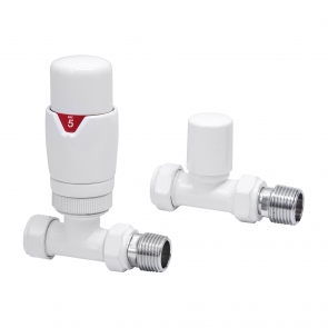 Heatwave Prime White Straight Thermostatic Radiator Valve Set