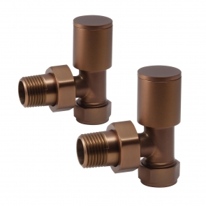Heatwave Round Brushed Bronze Angled Radiator Valves Pair
