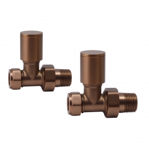 Heatwave Round Brushed Bronze Straight Radiator Valves Pair | Product Image