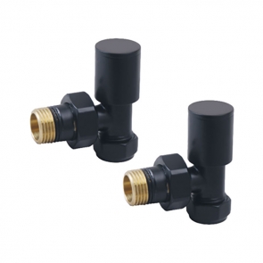 Heatwave Round Black Angled Radiator Valves Pair