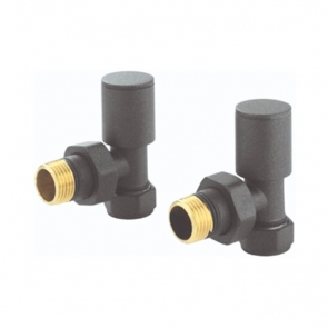 Heatwave Round Basalt Grey Angled Radiator Valves Pair | Product Image