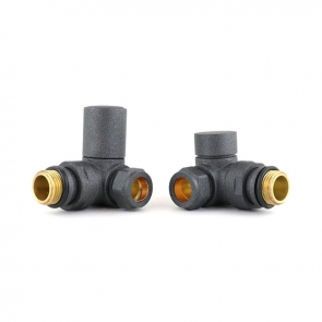 Heatwave Round Anthracite Corner Radiator Valves Pair
