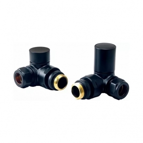 Heatwave Round Black Corner Radiator Valves Pair