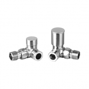 Heatwave Round Brushed Nickel Corner Radiator Valves Pair | Product Image