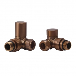 Heatwave Round Brushed Bronze Corner Radiator Valves Pair