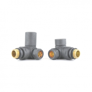 Heatwave Round Basalt Grey Corner Radiator Valves Pair | Product Image