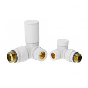 Heatwave Round White Corner Radiator Valves Pair