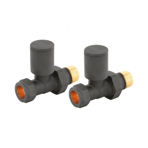 Heatwave Round Anthracite Straight Radiator Valves Pair