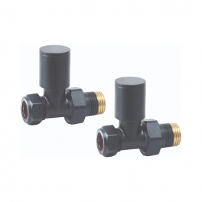 Heatwave Round Basalt Grey Straight Radiator Valves Pair | Product Image