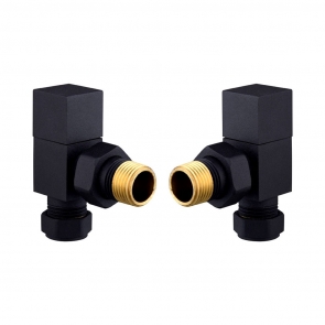Heatwave Square Black Angled Radiator Valves Pair