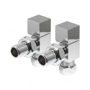 Heatwave Square Chrome Angled Radiator Valves Pair