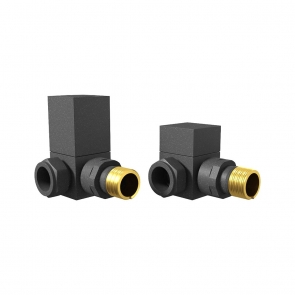 Heatwave Square Anthracite Corner Radiator Valves Pair | Product Image